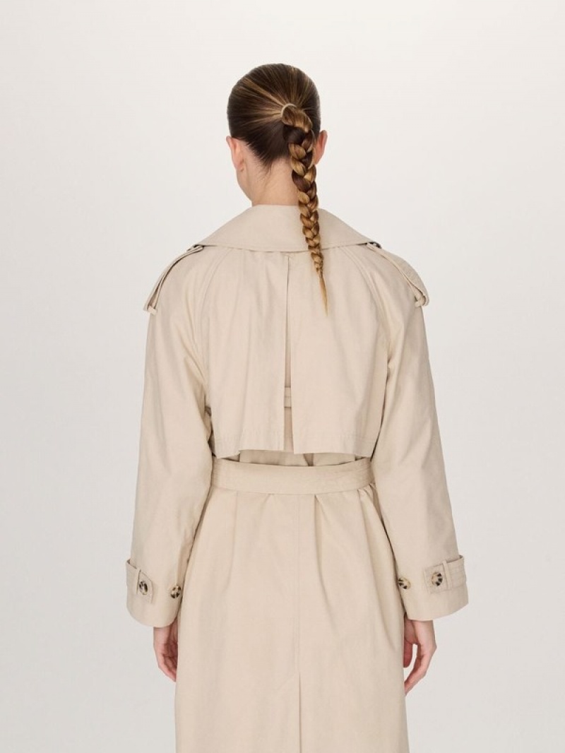 Beige Reserved Double Breasted Oversized Trench Women's Coats | RBYS-78261