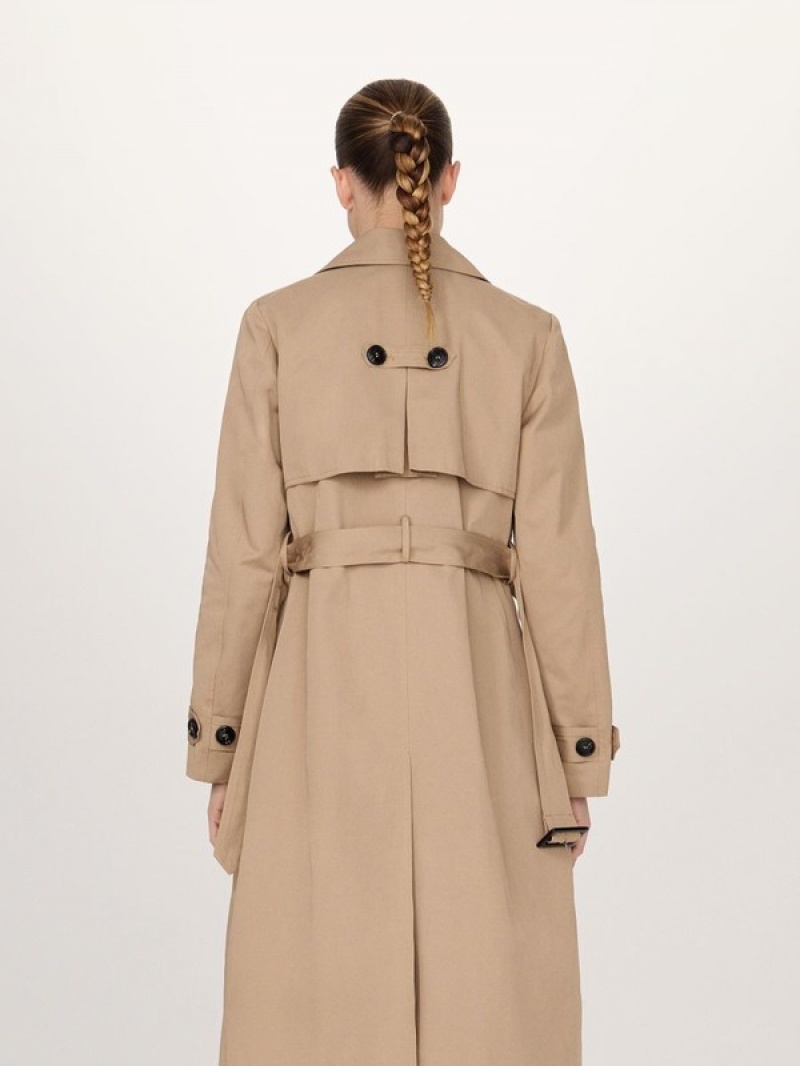 Beige Reserved Double-breasted Trench Women's Coats | LKPY-94873