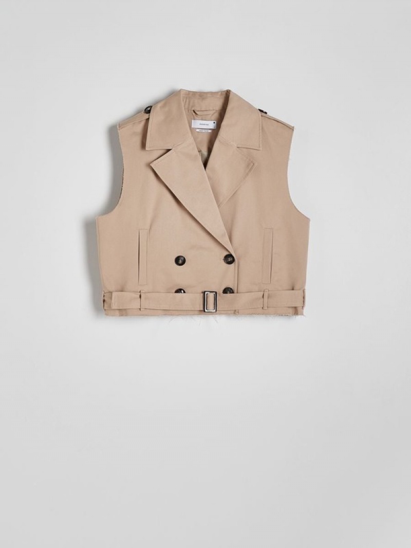 Beige Reserved Double-breasted Women's Jackets | AJRB-49106