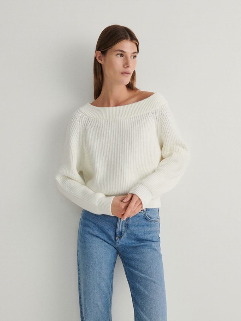 Beige Reserved Fine Knit Women's Sweaters | AXZK-52403