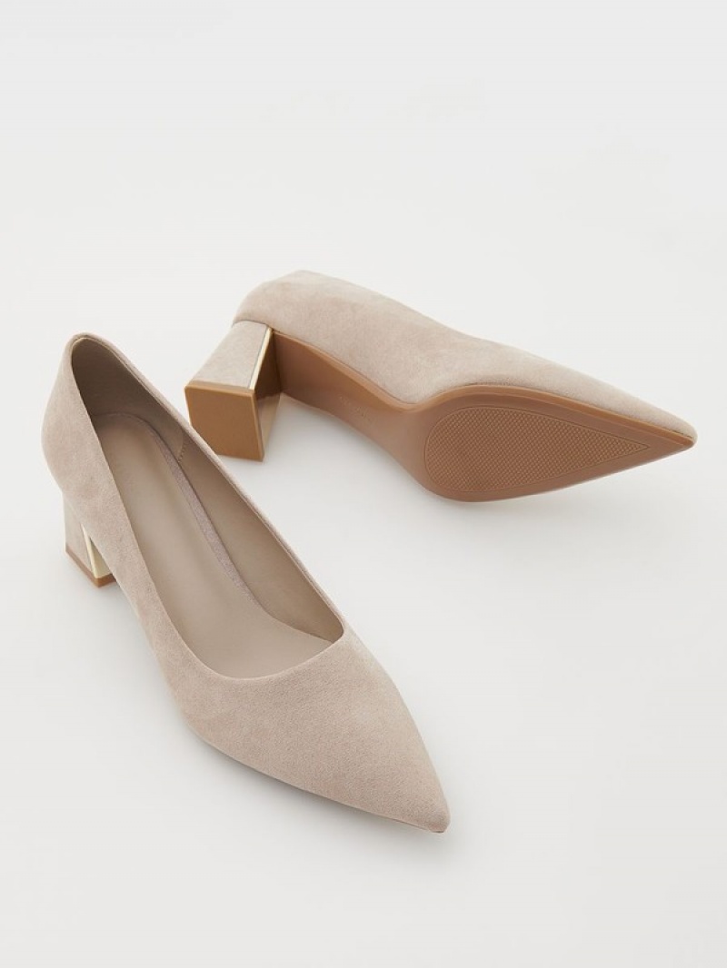 Beige Reserved High-heeled Pumps Women's Heels | MFPR-35849