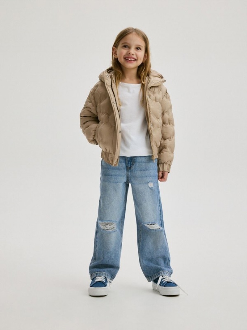 Beige Reserved Hooded Girls' Jackets | TBPQ-17954