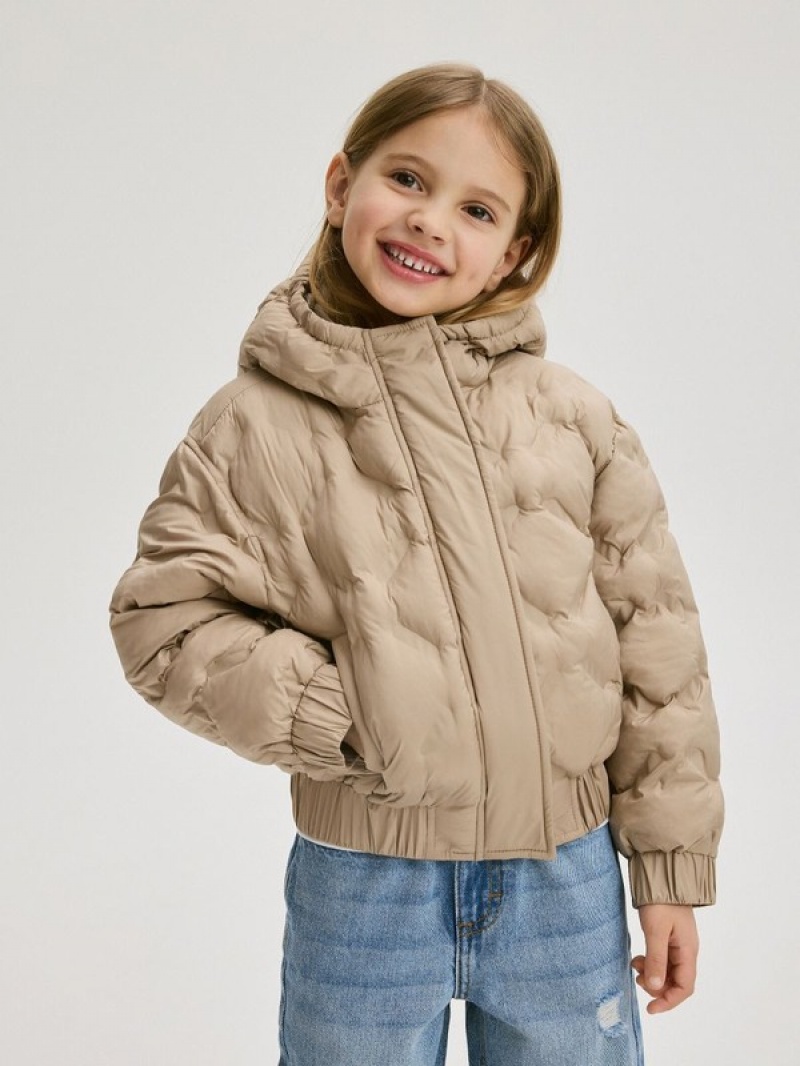 Beige Reserved Hooded Girls' Jackets | TBPQ-17954