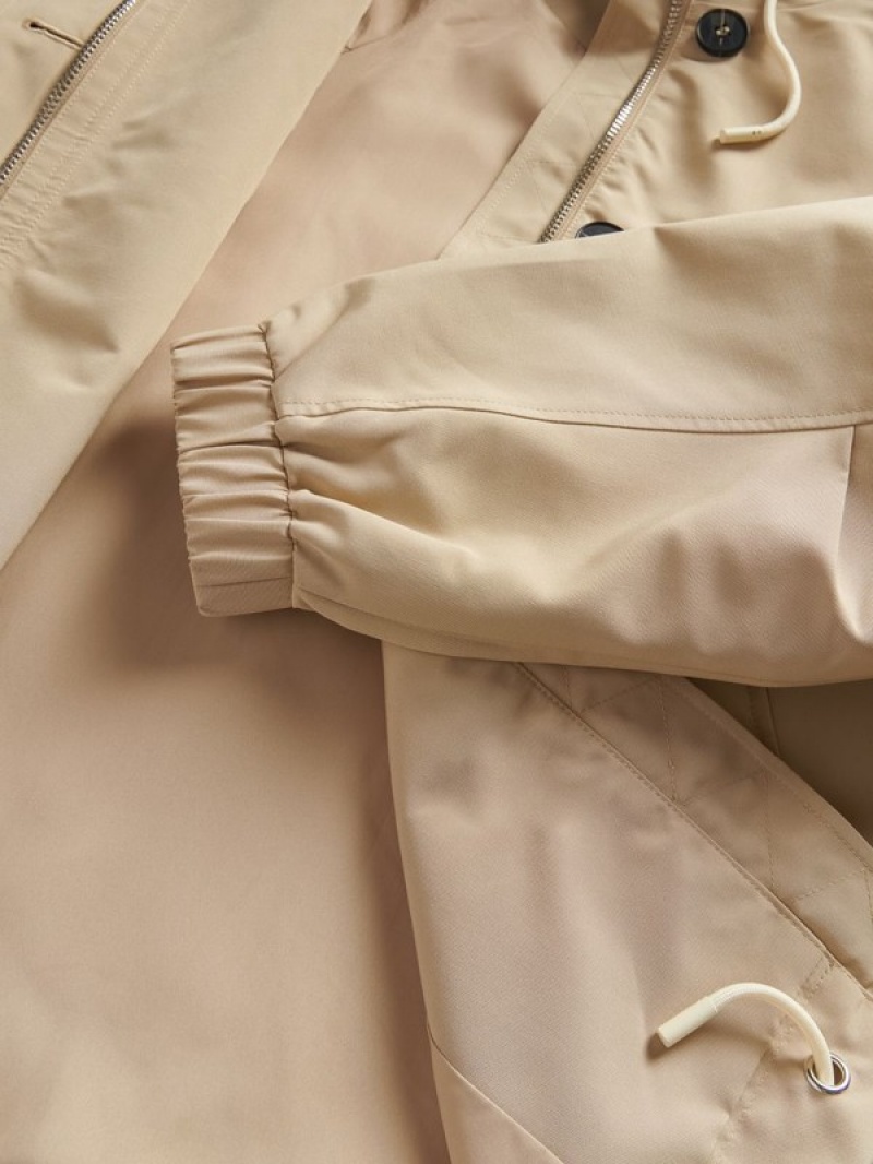 Beige Reserved Hooded Women's Jackets | NWKZ-24839