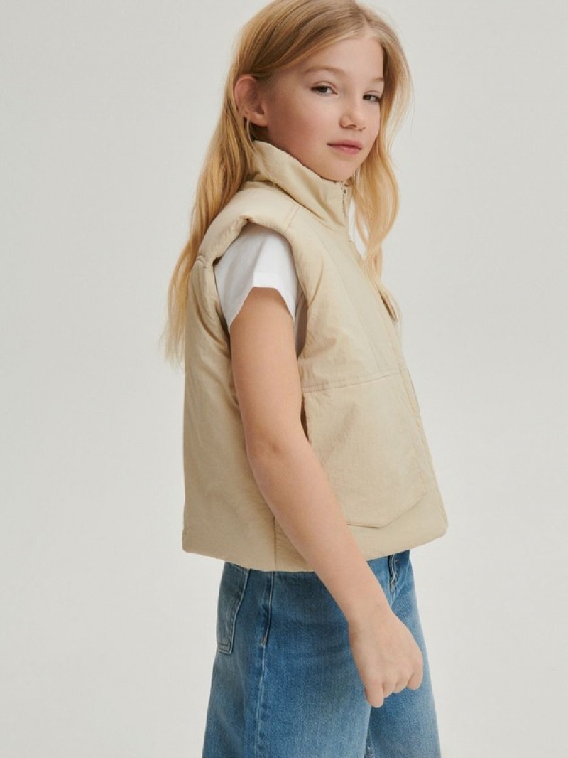 Beige Reserved Insulated Girls' Jackets | ERJW-25941