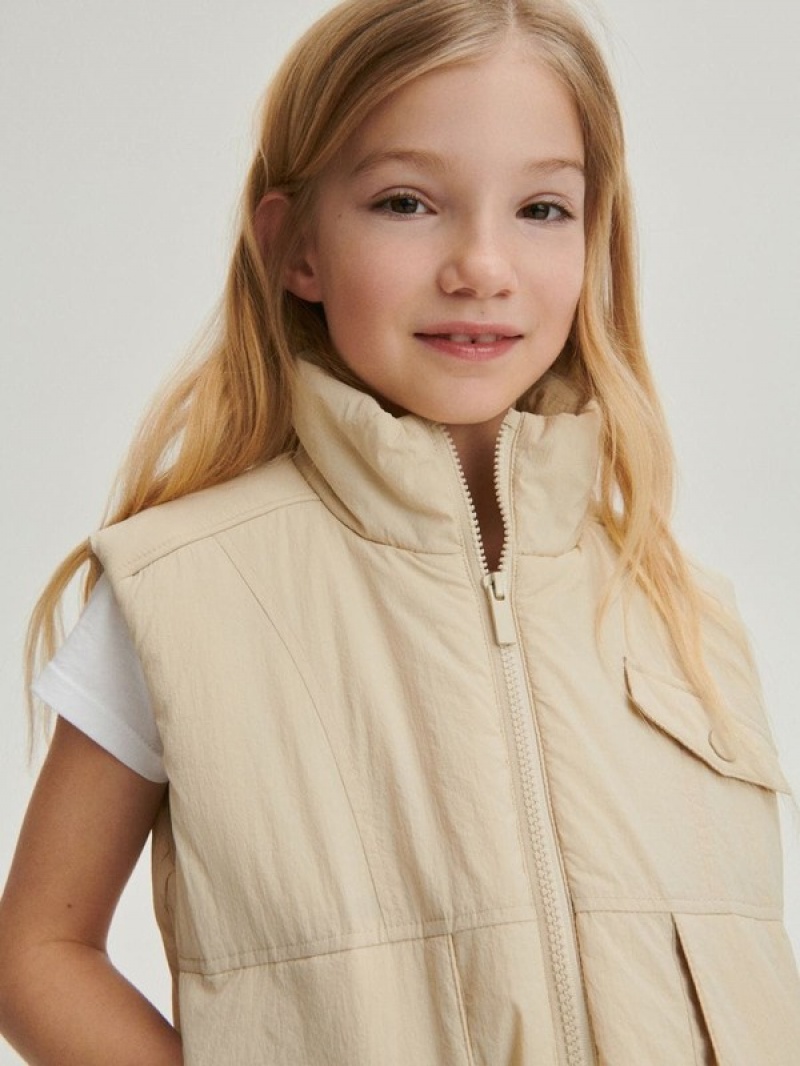 Beige Reserved Insulated Girls' Jackets | ERJW-25941