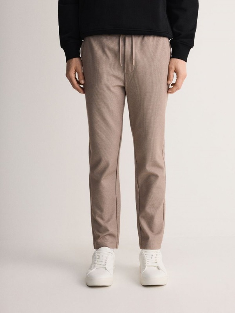 Beige Reserved Joggers Men's Trousers | MJDA-97253