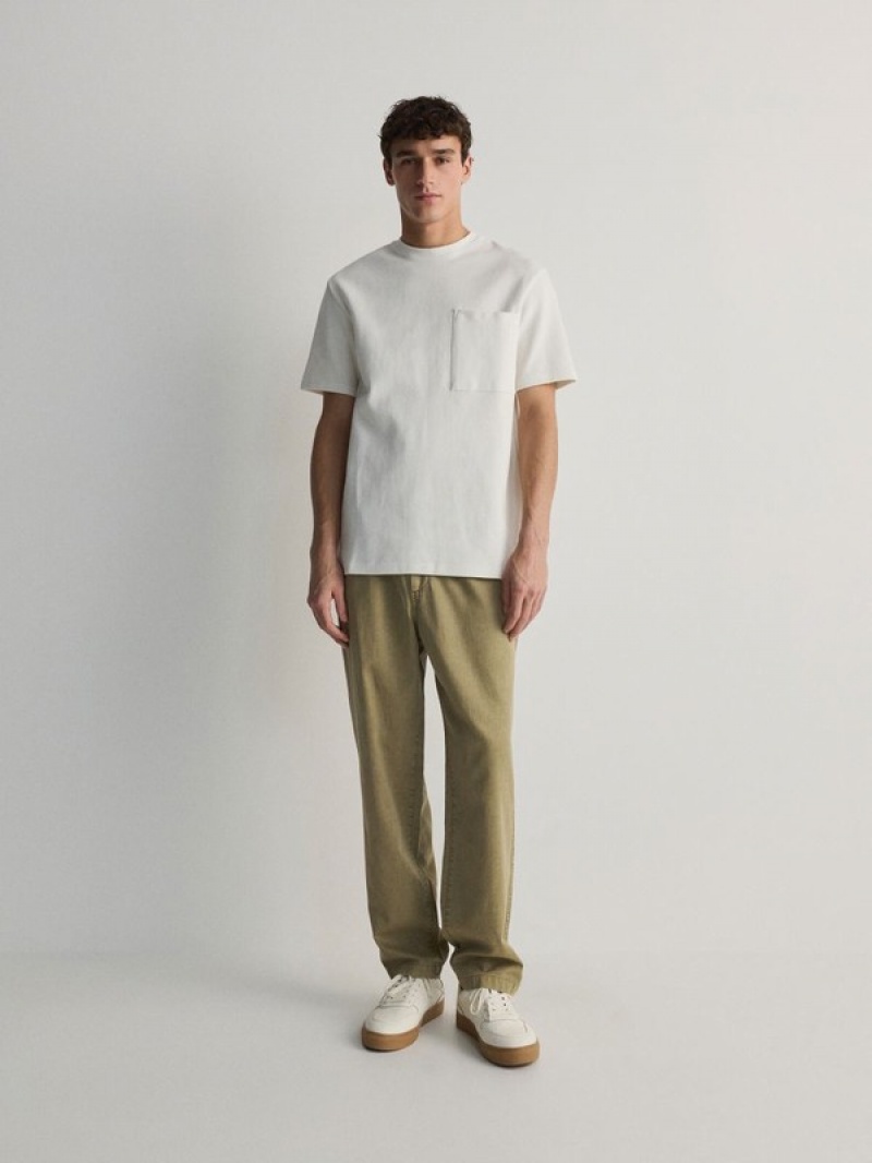 Beige Reserved Joggers Men's Trousers | XNEP-08243