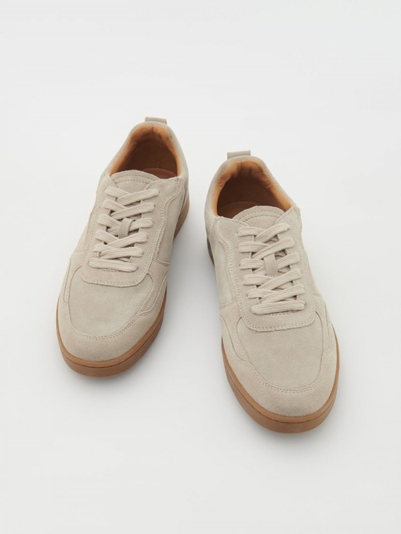 Beige Reserved Leather Rich Men's Shoes | HLKN-73841