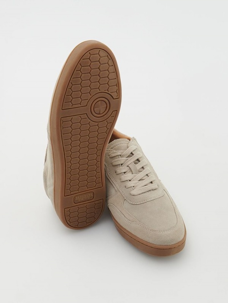 Beige Reserved Leather Rich Men's Shoes | HLKN-73841