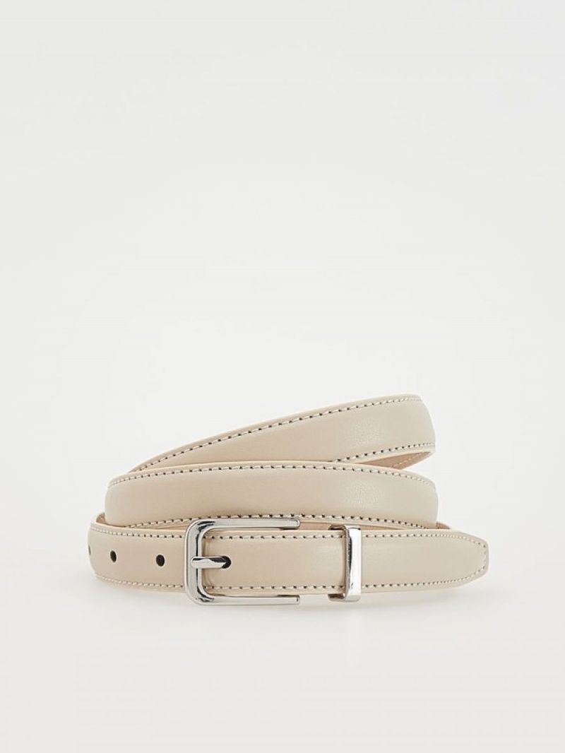 Beige Reserved Leatherbuckle Women\'s Belts | UMSG-62389