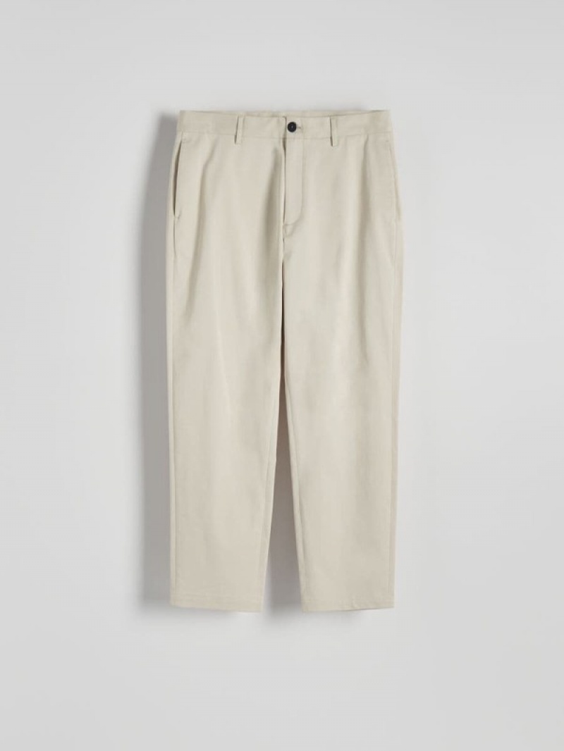 Beige Reserved Leisure Fit Chino Men's Trousers | FIAR-06839