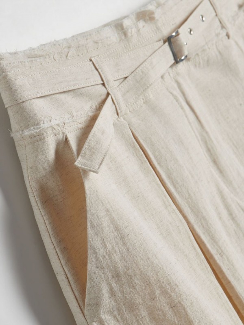 Beige Reserved Linen Blend Mini Women's Skirts | FCLT-72519