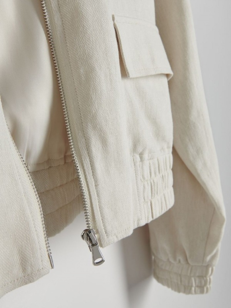 Beige Reserved Linen Rich Women's Jackets | MRDB-40675