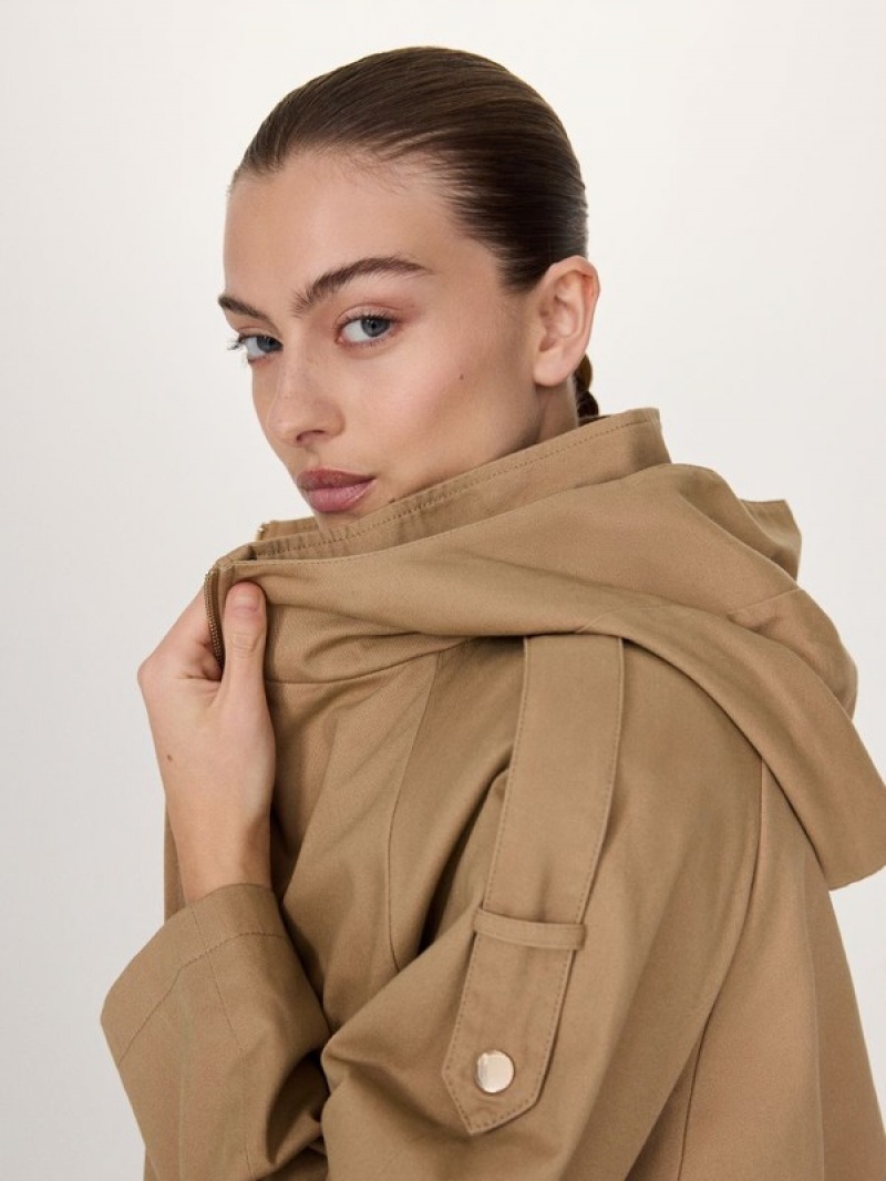 Beige Reserved Long Parkahood Women's Coats | CITV-76143