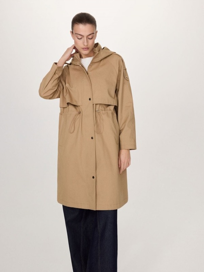 Beige Reserved Long Parkahood Women's Coats | CITV-76143