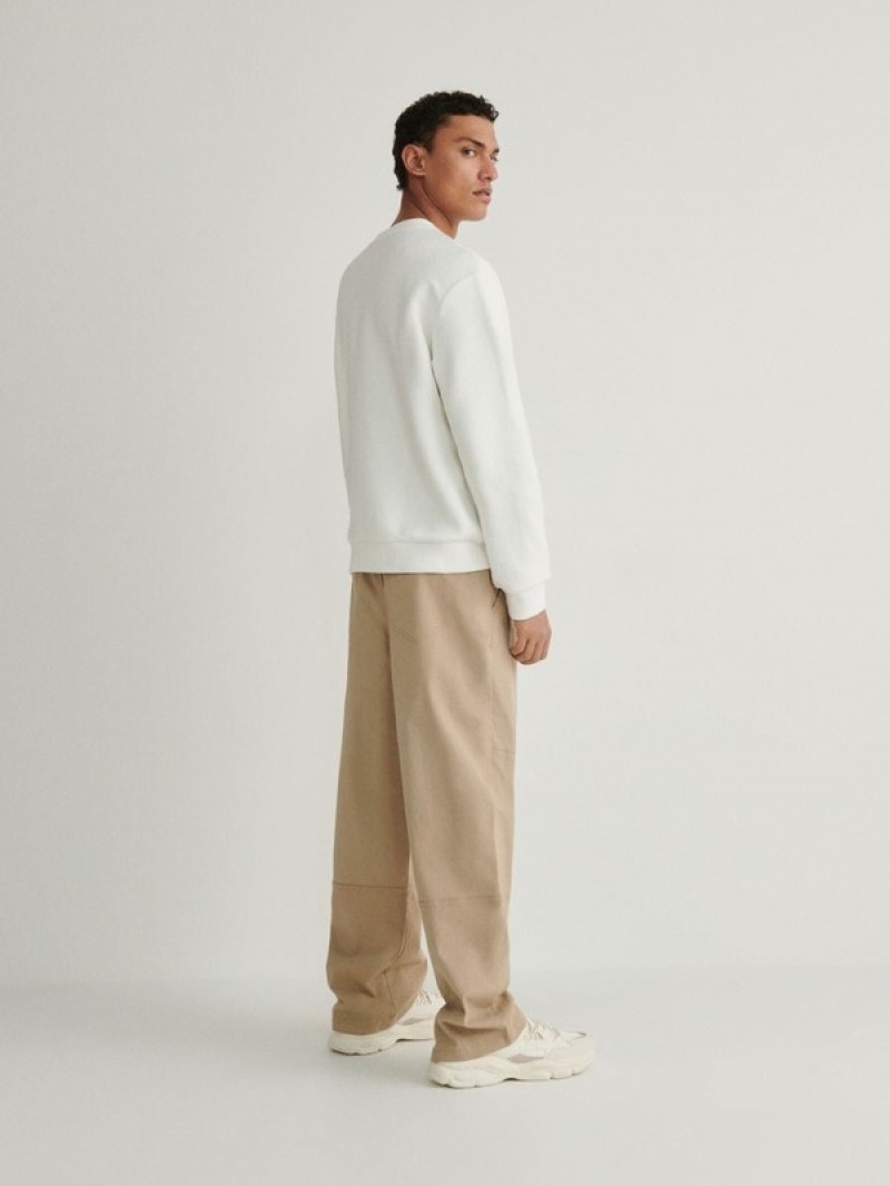 Beige Reserved Loose Men's Trousers | RCDY-35208