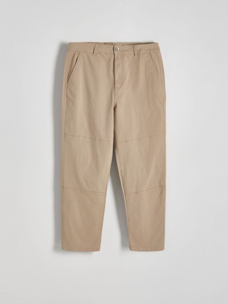 Beige Reserved Loose Men's Trousers | RCDY-35208