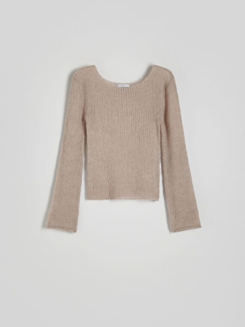 Beige Reserved Loose-weave Women's Sweaters | ZUFA-45863