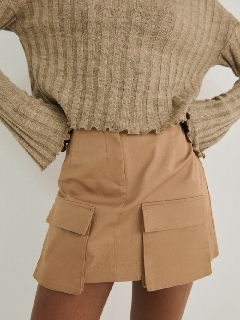 Beige Reserved Minipockets Women's Skirts | GNTU-98035