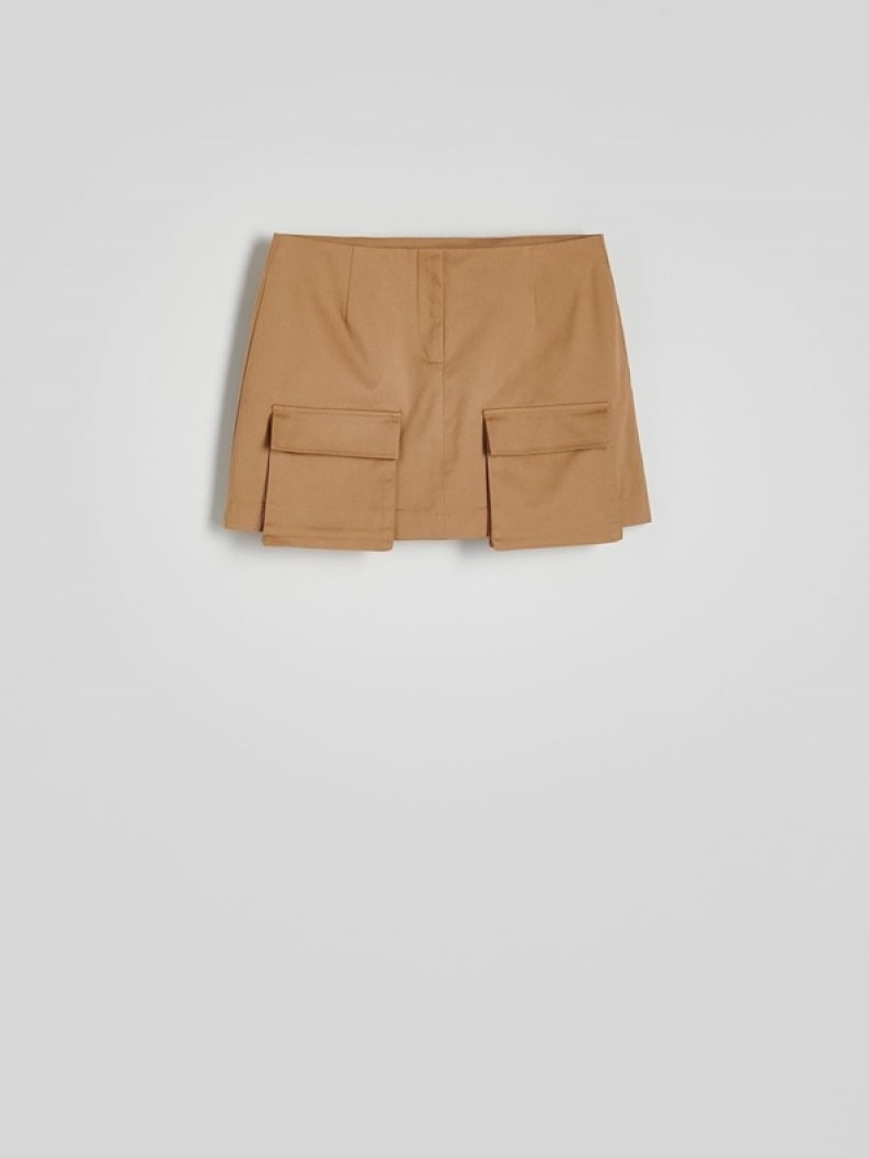 Beige Reserved Minipockets Women's Skirts | GNTU-98035