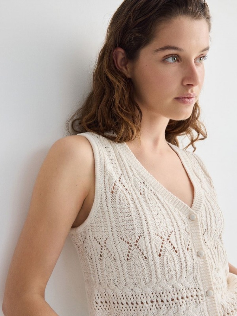 Beige Reserved Openwork Women's Sweaters | STDV-25439