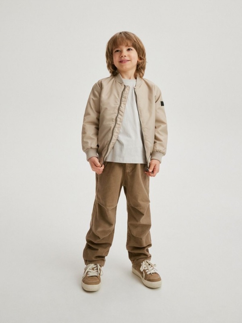 Beige Reserved Oversized Bomber Boys' Jackets | YBSZ-58914