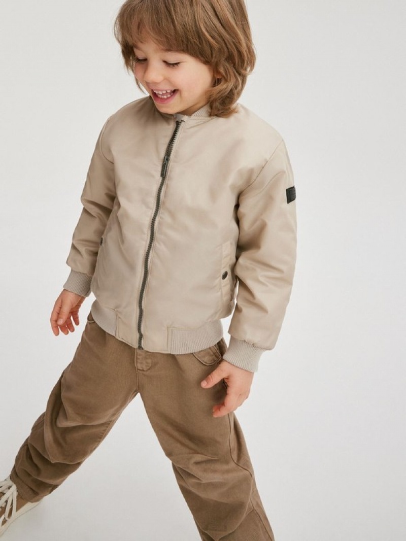 Beige Reserved Oversized Bomber Boys' Jackets | YBSZ-58914