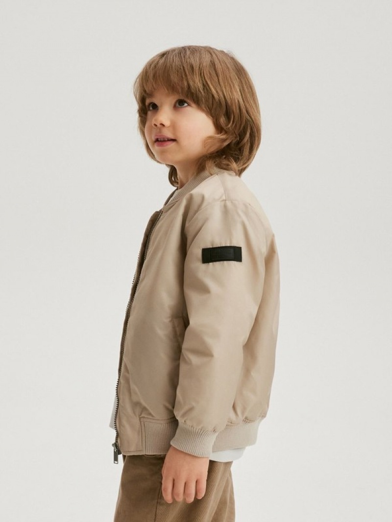 Beige Reserved Oversized Bomber Boys\' Jackets | YBSZ-58914