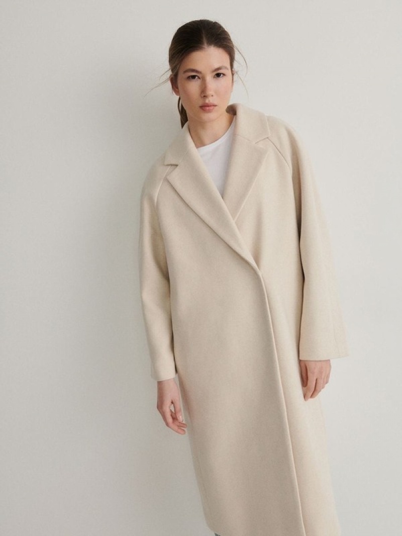 Beige Reserved Oversizedwool Blend Women's Coats | ORHA-78054