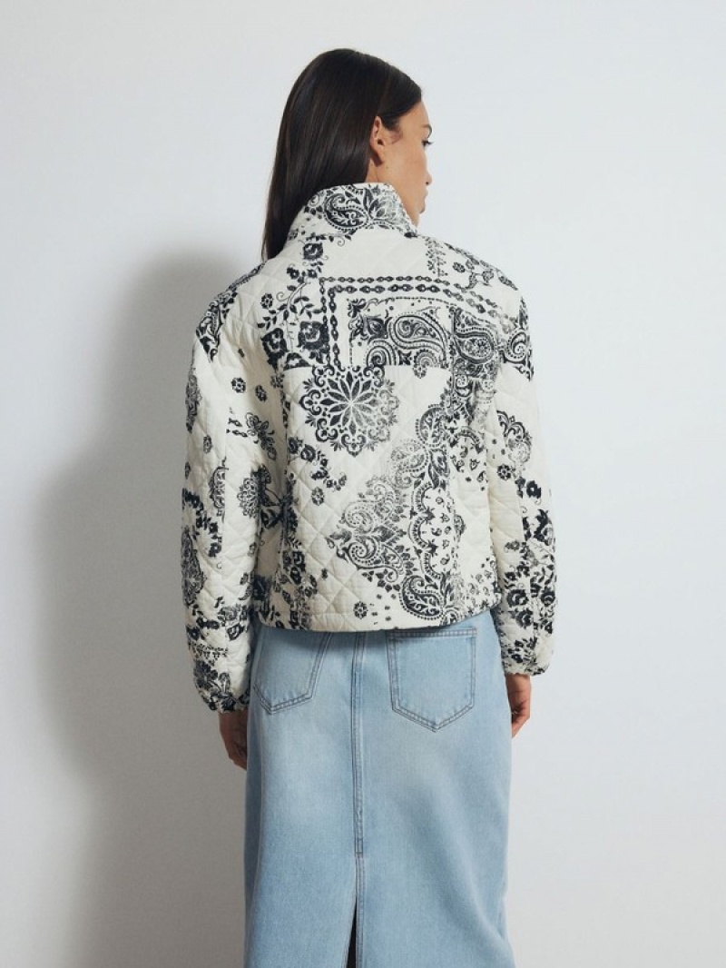 Beige Reserved Paisley Style Pattern Women's Jackets | FDQW-13079