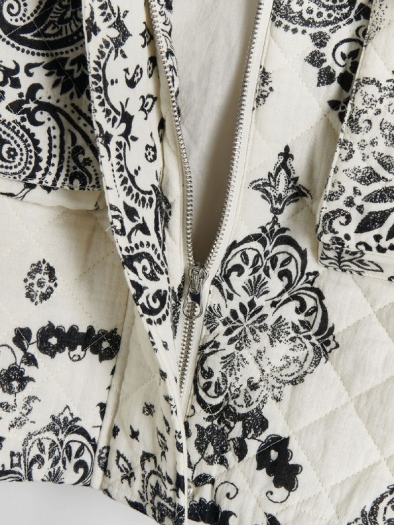 Beige Reserved Paisley Style Pattern Women's Jackets | FDQW-13079