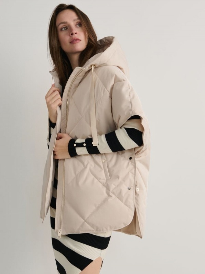 Beige Reserved Poncho Women's Jackets | UOAV-41859