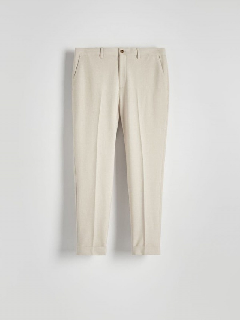 Beige Reserved Pressed Crease Men's Trousers | PRFL-81674