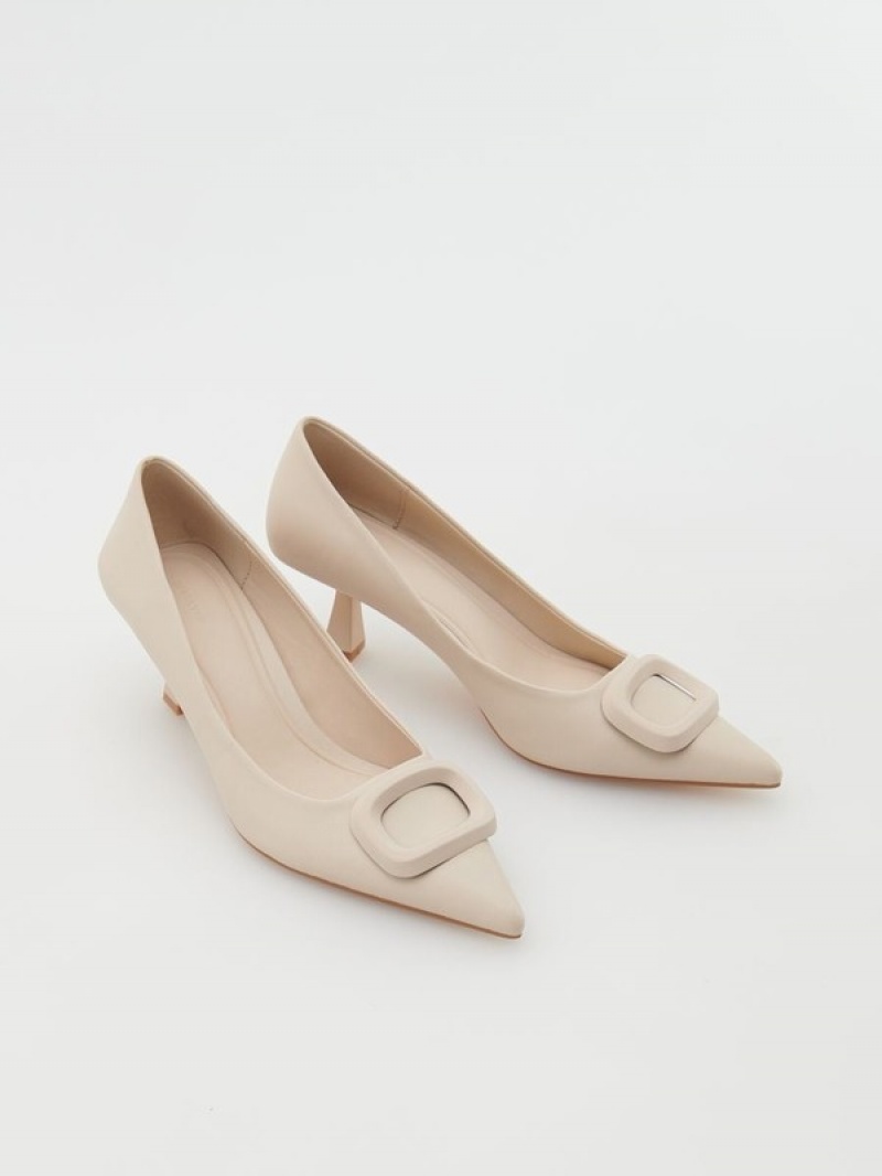 Beige Reserved Pumps Women's Heels | BWUG-61745