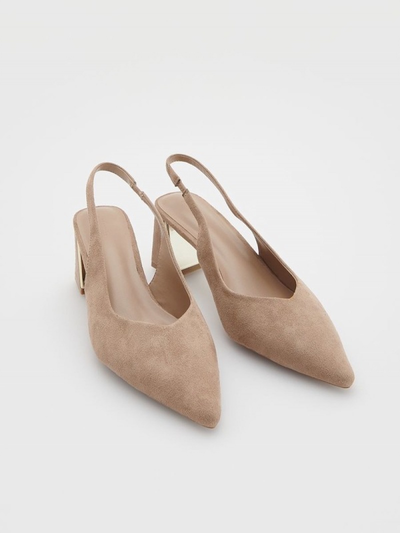 Beige Reserved Pumpsopen Women's Heels | NQMD-60539