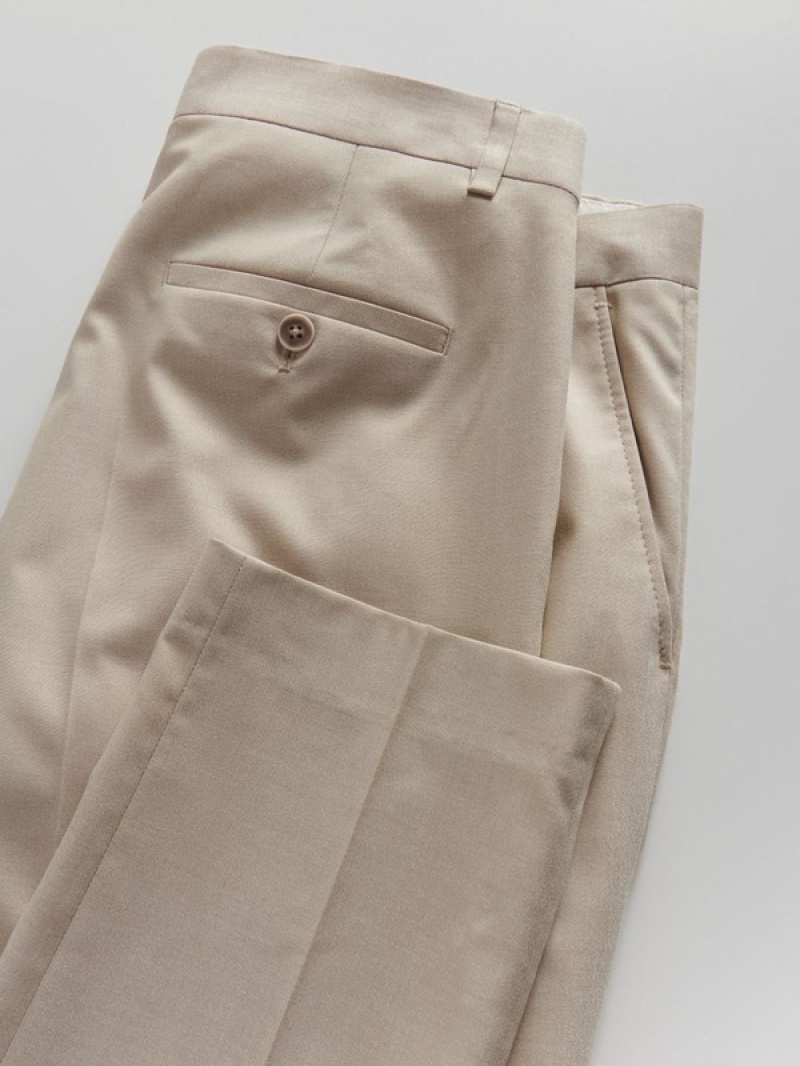 Beige Reserved Quilted Men's Trousers | JWFH-29853