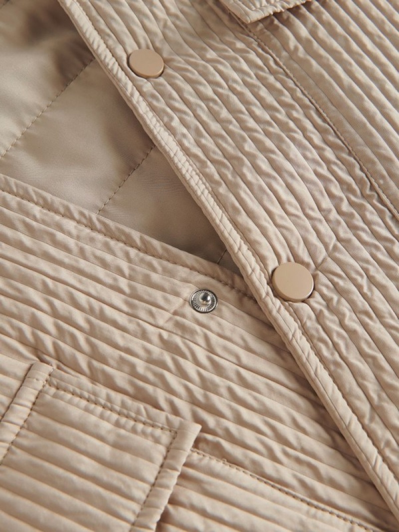 Beige Reserved Quilted Shacket Men's Jackets | IAFT-48521