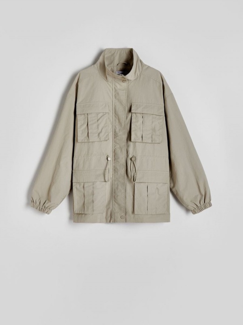 Beige Reserved Quilted Women's Jackets | PIEQ-01894