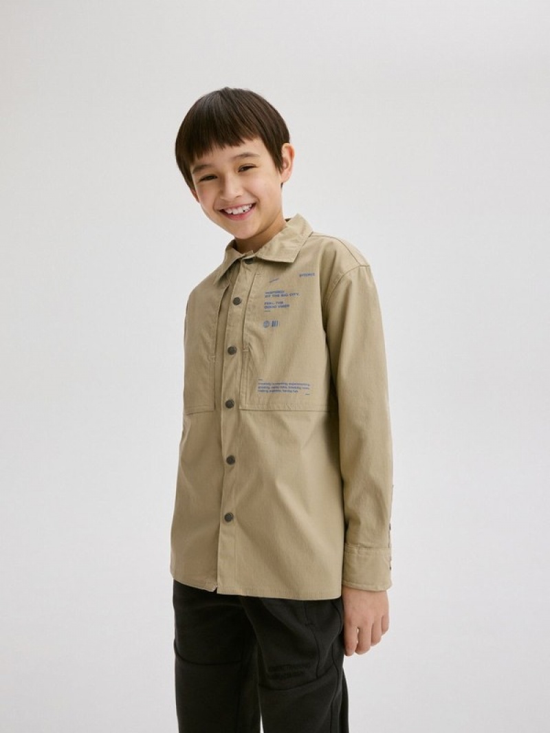 Beige Reserved Regular Fit Boys' Shirts | THZA-05438