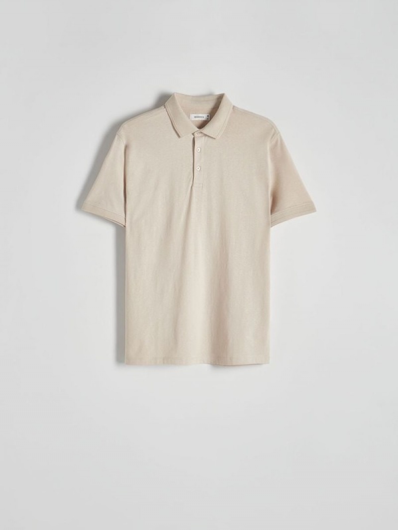 Beige Reserved Regular Fit Men's Polo Shirts | ZEJT-01942