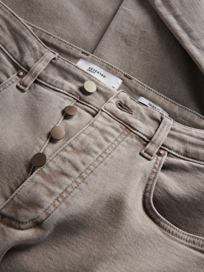 Beige Reserved Regular Men's Jeans | LWEC-75839