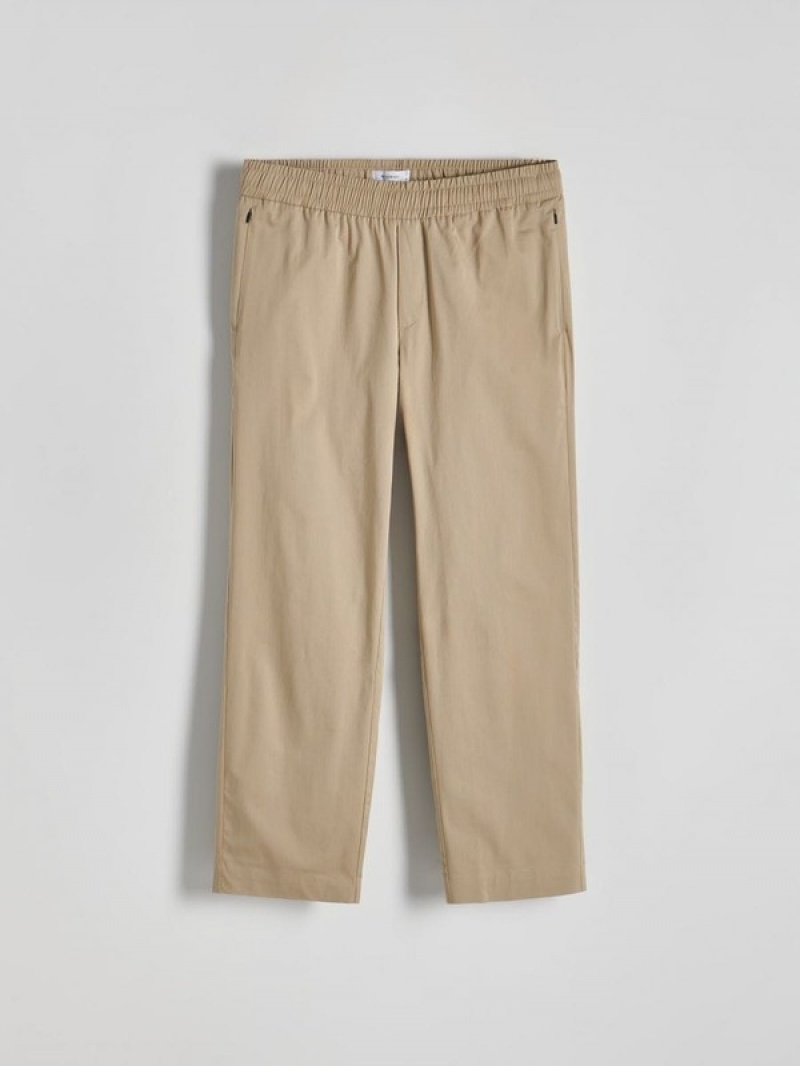 Beige Reserved Regular Men's Trousers | QXUI-52368