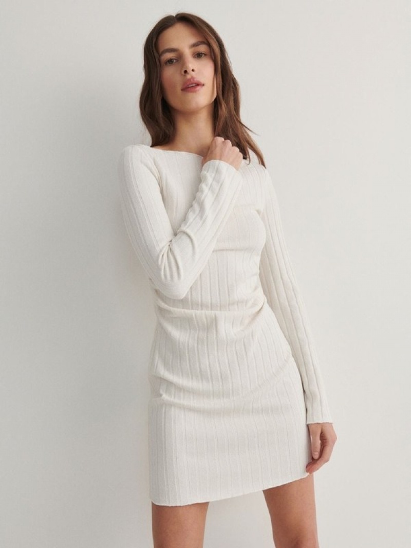 Beige Reserved Rib Knit Jersey Women's Dress | TFCS-53681