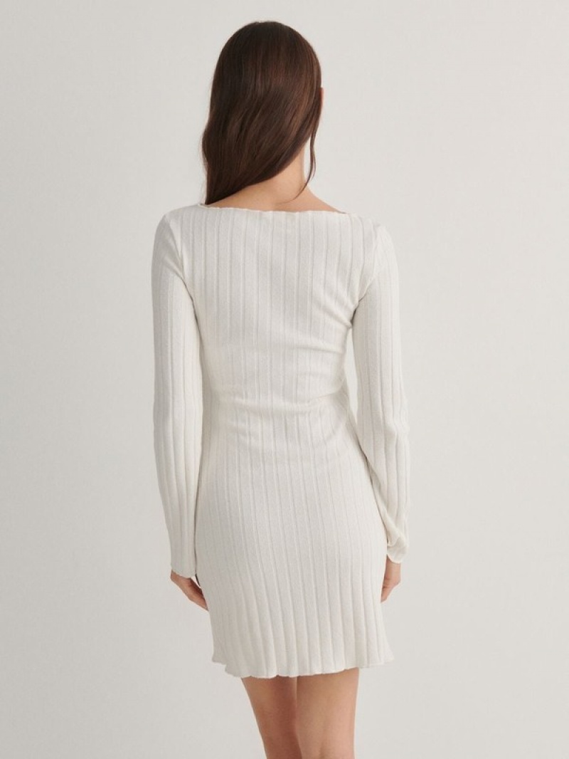 Beige Reserved Rib Knit Jersey Women's Dress | TFCS-53681