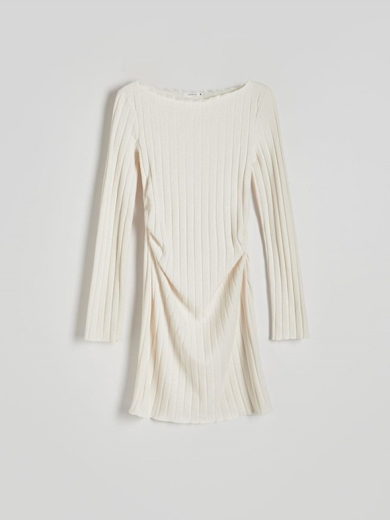 Beige Reserved Rib Knit Jersey Women's Dress | TFCS-53681