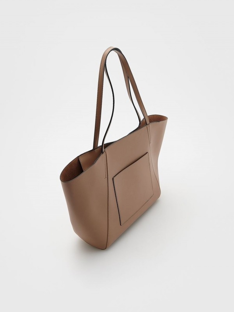 Beige Reserved Shopper Women's Bags | NBQK-69418