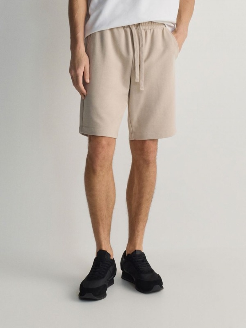 Beige Reserved Short Track Bottoms Men's Shorts | ELJM-02183