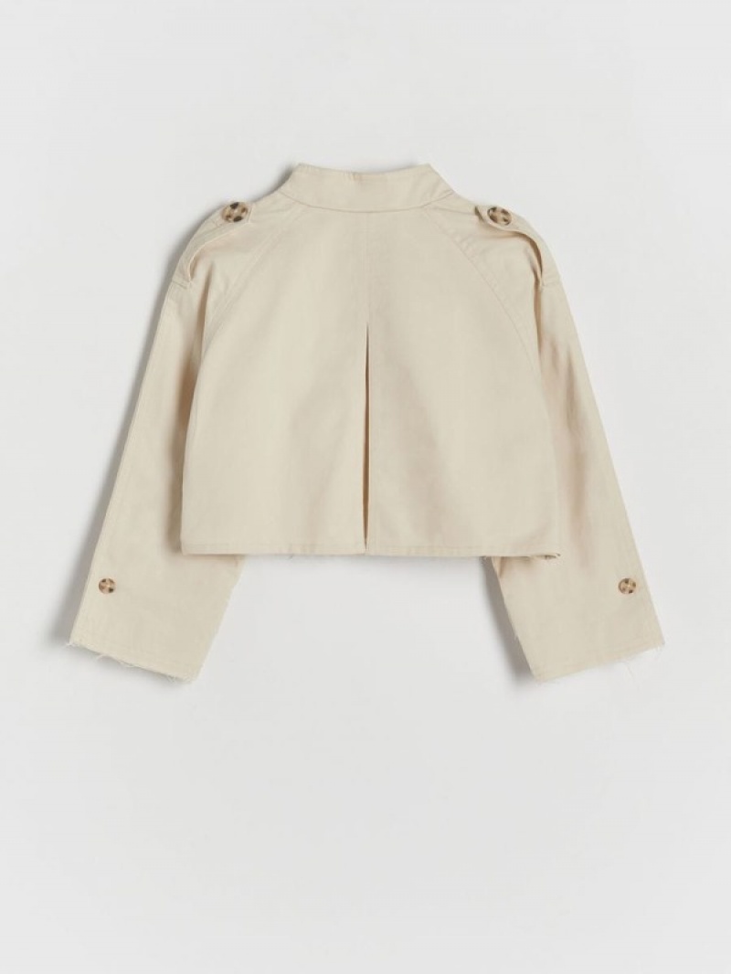 Beige Reserved Short Trench Girls' Jackets | XRUF-36729