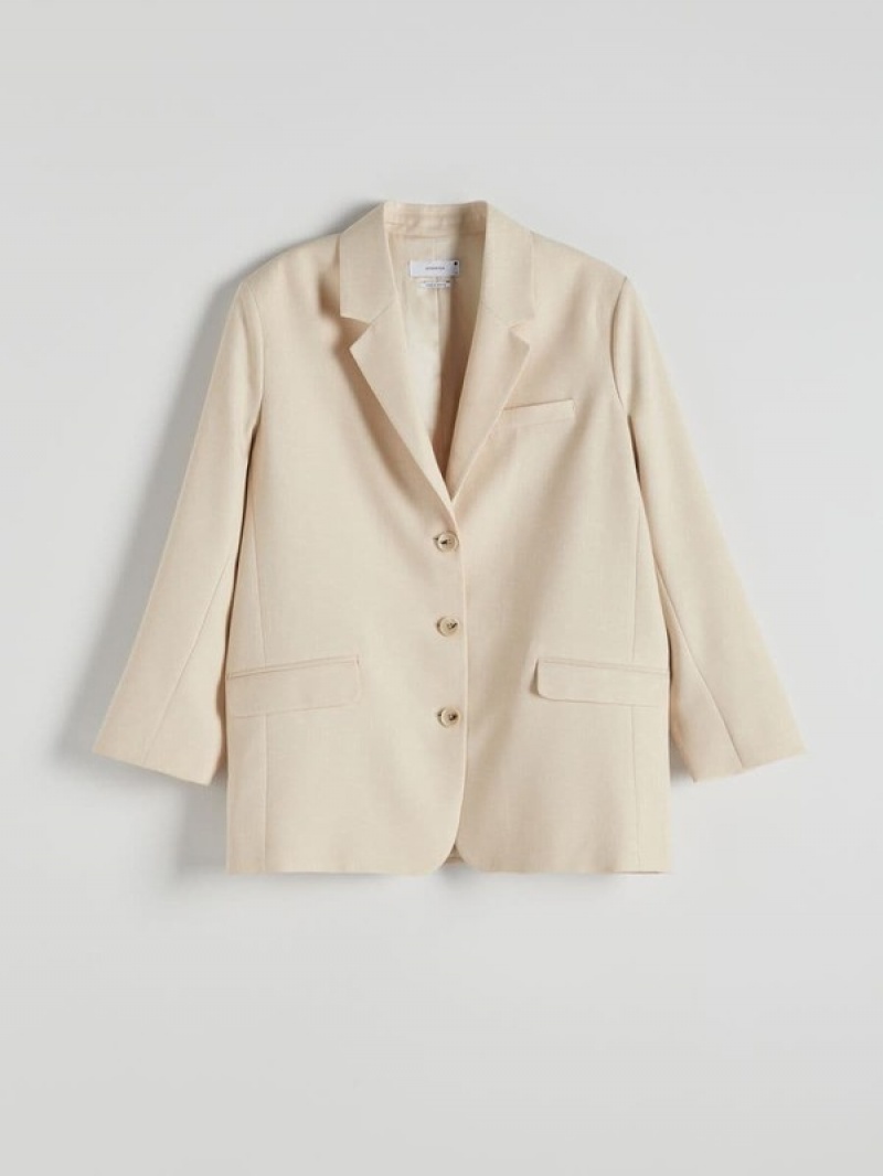 Beige Reserved Single-breasted Women's Blazers | IROK-79240